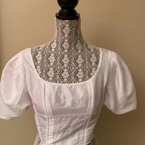 Topshop White Puff Sleeve Blouse